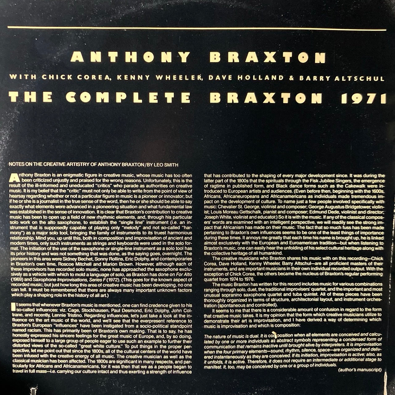 Anthony Braxton - The Complete Braxton 1971