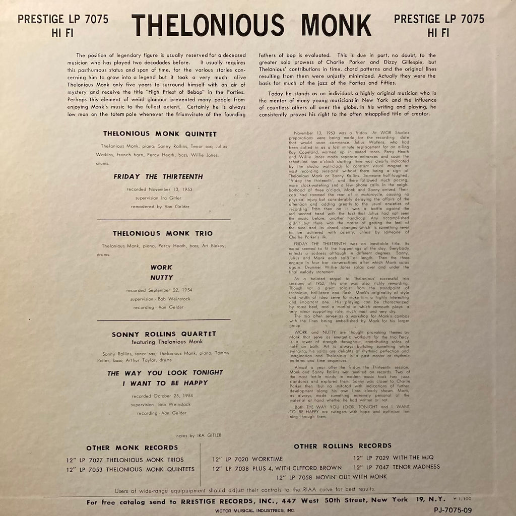 Thelonious Monk & Sonny Rollins - Thelonious Monk & Sonny Rollins [MONO]