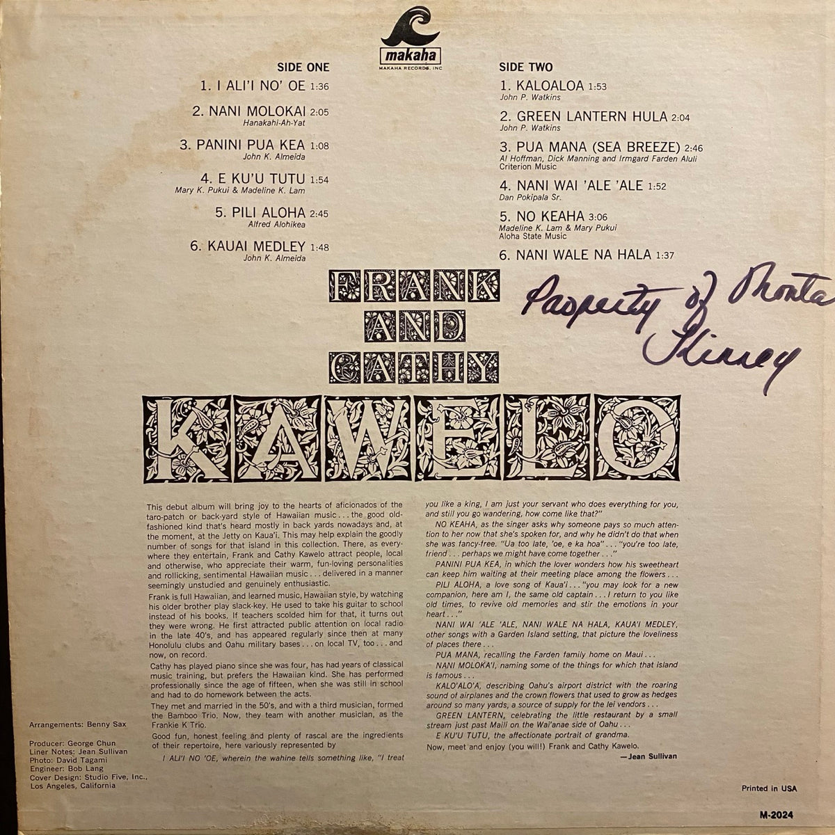 Kawelo, Frank & Cathy – Frank & Cathy Kawelo