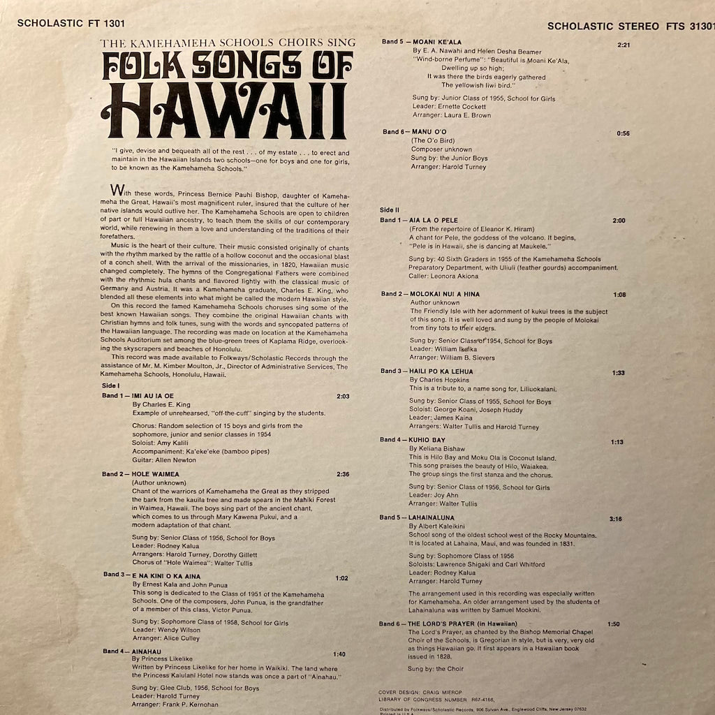 V/A - The Kamehameha Schools Choirs Sing Folk Songs Of Hawaii