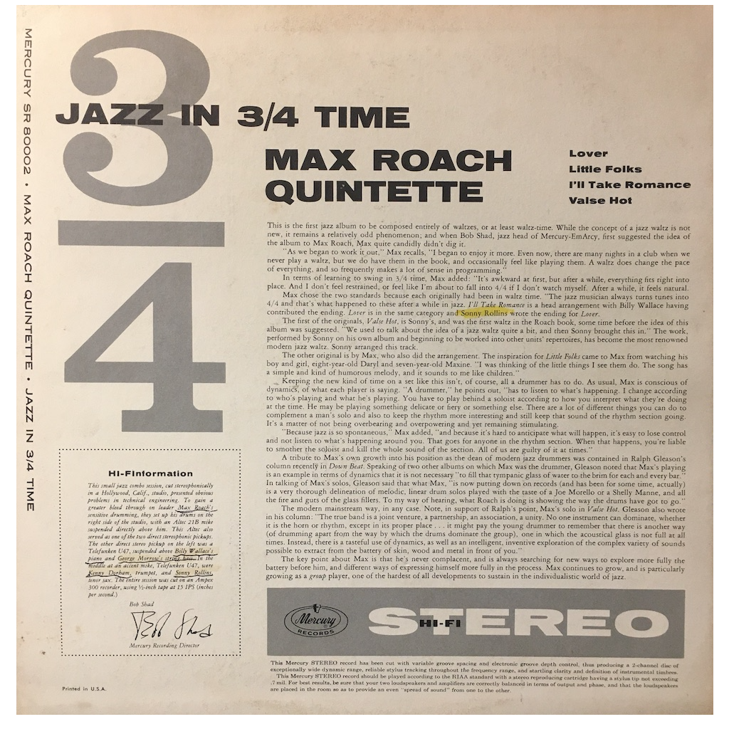 Max Roach - Jazz In 3/4 Time