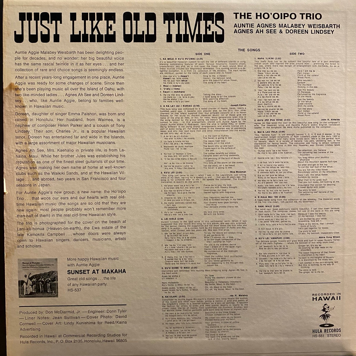 The Ho'oipo Trio – Just Like Old Times