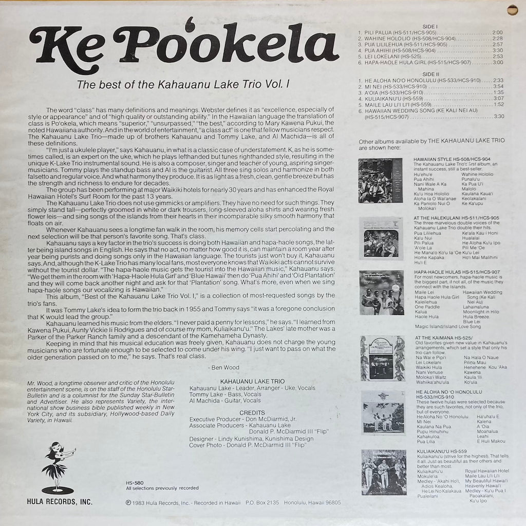 Ke Po'okela - The Best of The Kahauanu Lake Trio Vol.1