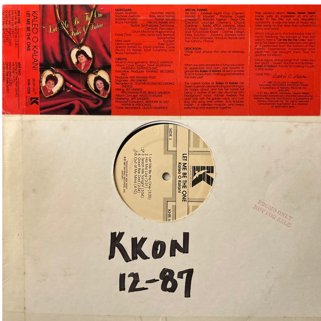 Kaleo O Kalani - Let Me Be The One [Promo Copy w/ Press Release Note]
