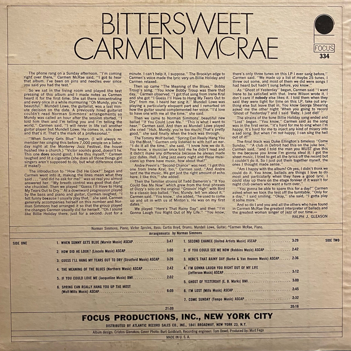 Carmen McRae – Bittersweet