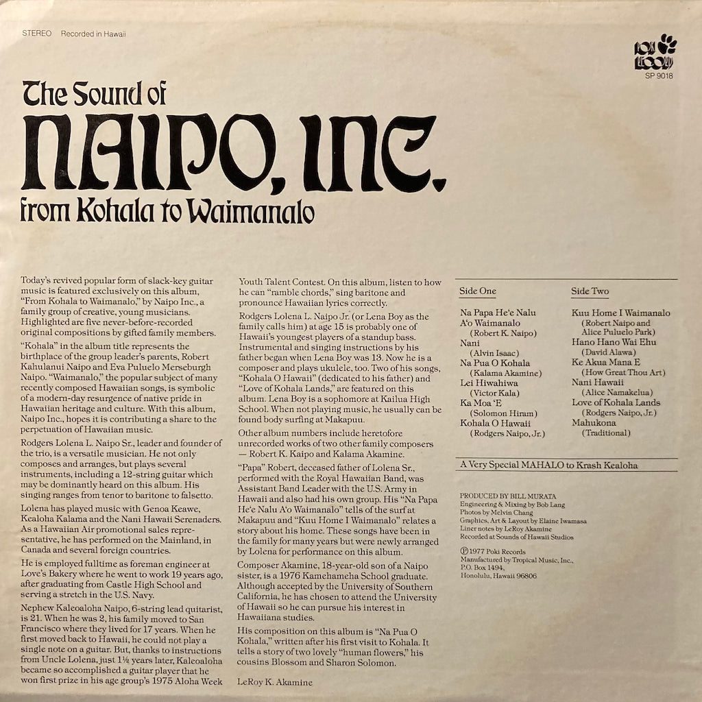 The Sound Of Naipo, Inc. - From Kahala to Waimanalo