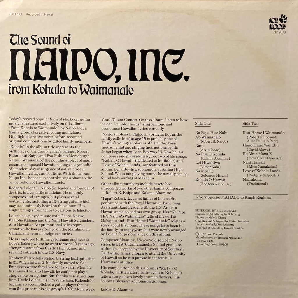 The Sound Of Naipo, Inc. - From Kahala to Waimanalo