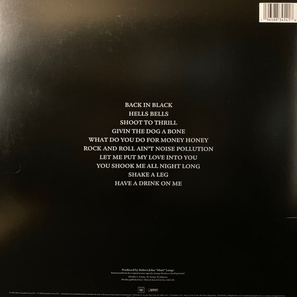 AC/DC - Back In Black [Colored Gold Vinyl]