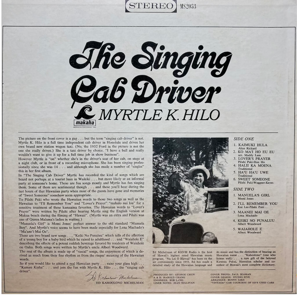 Myrtle K. Hilo - The Singing Cab Driver