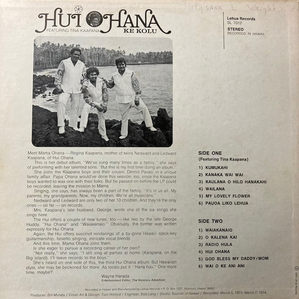 Hui Ohana ft. Tina Kaapana - Ke Kolu