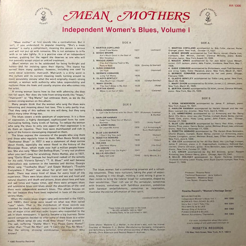 V/A - Mean Mothers - Independent Women's Blues, Volume I