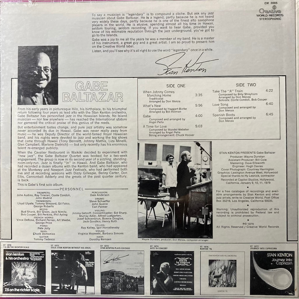 Gabe Baltazar - Stan Kenton presents Gabe Baltazar [SEALED]