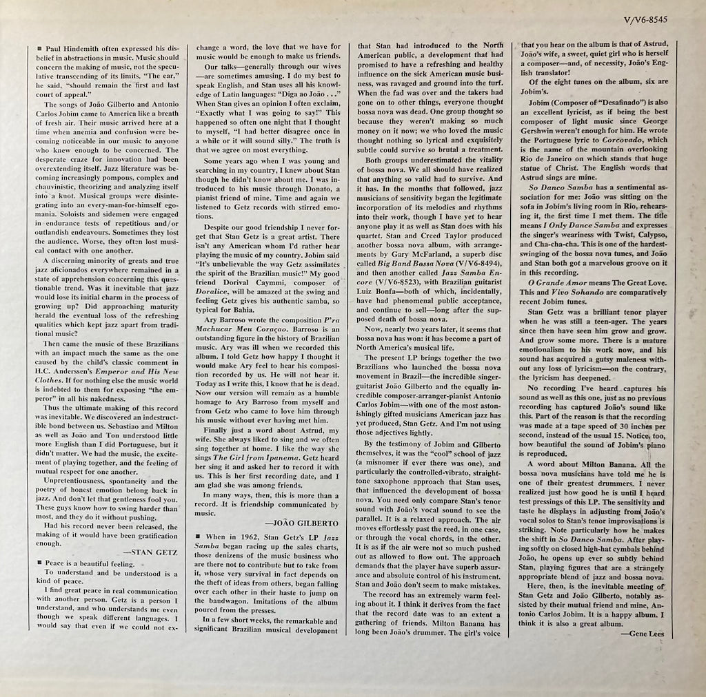 Stan Getz and Joao Gilberto - ft. Antonio Carlos Jobim [SIGNED by Stan Getz]