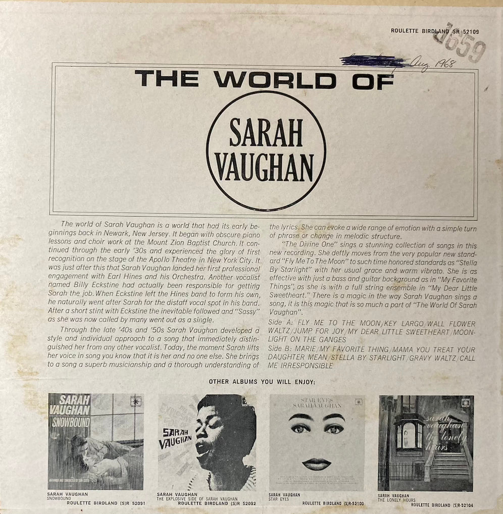 Sarah Vaughan - The Divine One Signs, The World Of Sarah Vaughan