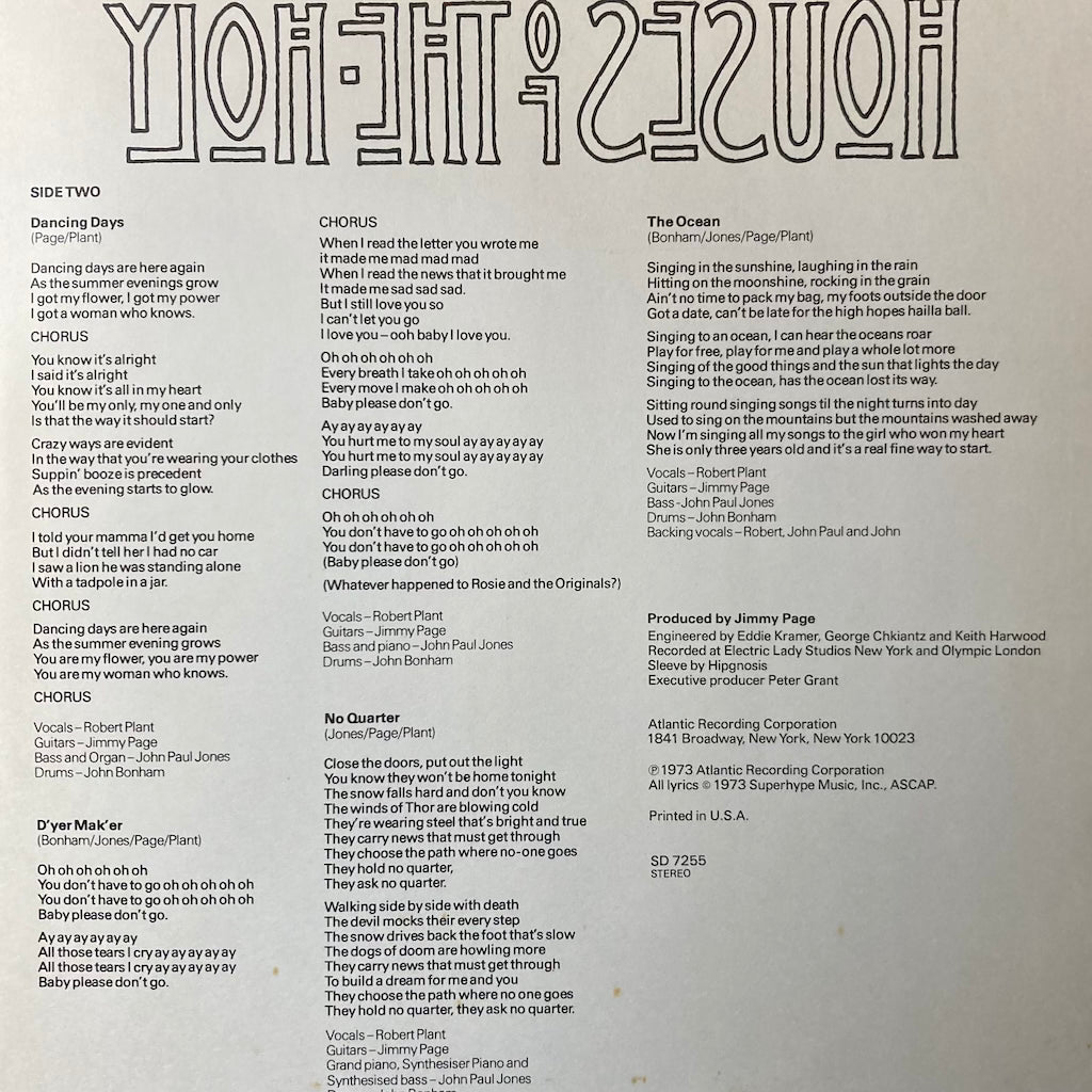 Led Zeppelin - Houses Of The Holy [Original Gatefold Press]