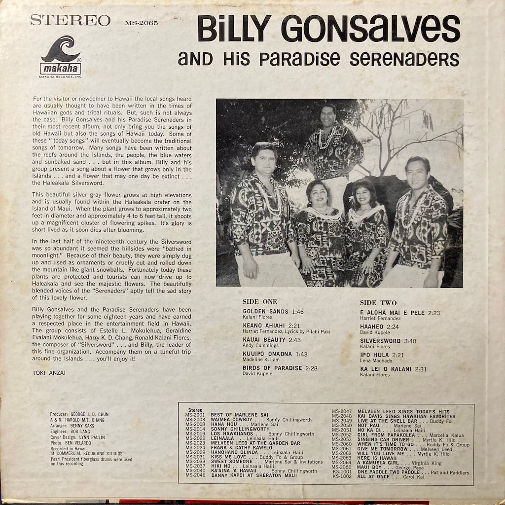 Billy Gonsalves - Billy Gonsalves and His Paradise Serenaders