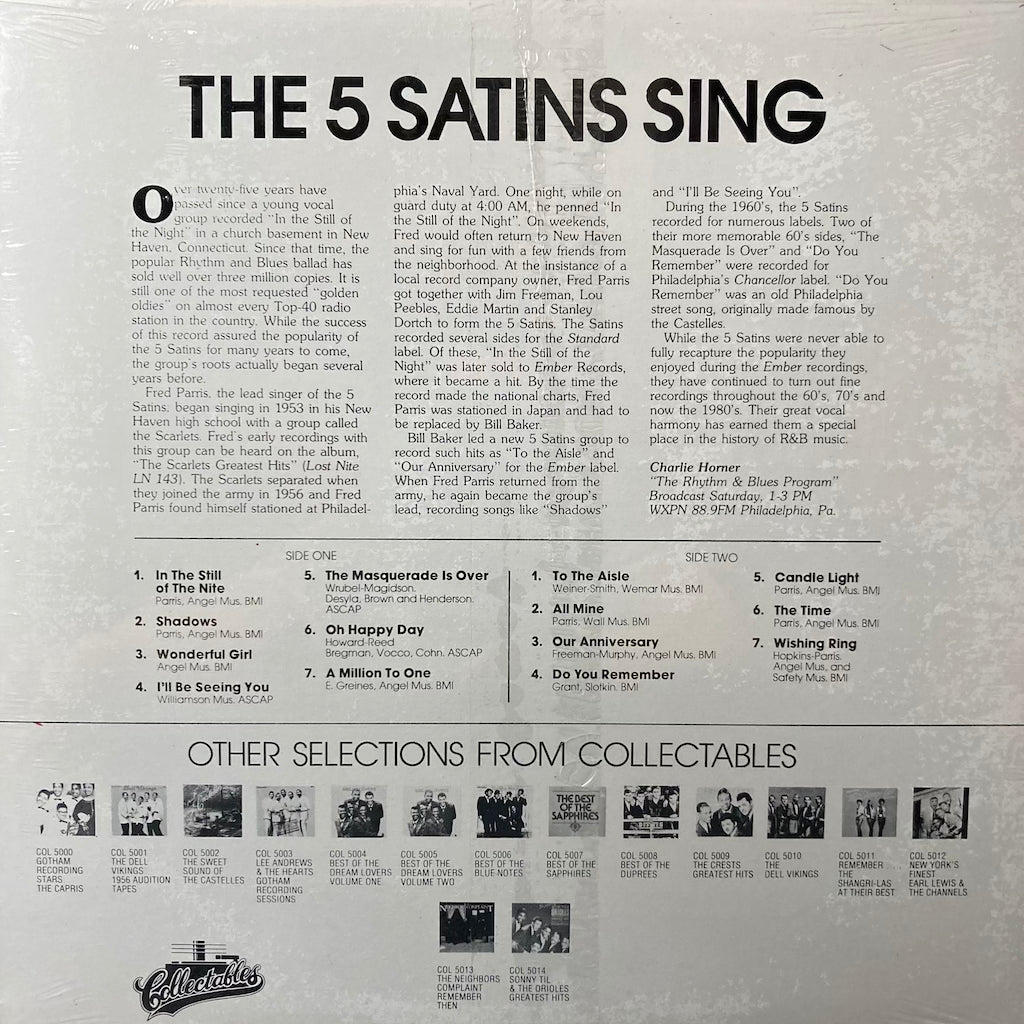 The 5 Satins - The 5 Satins Sing Their Greatest Hits [SEALED]