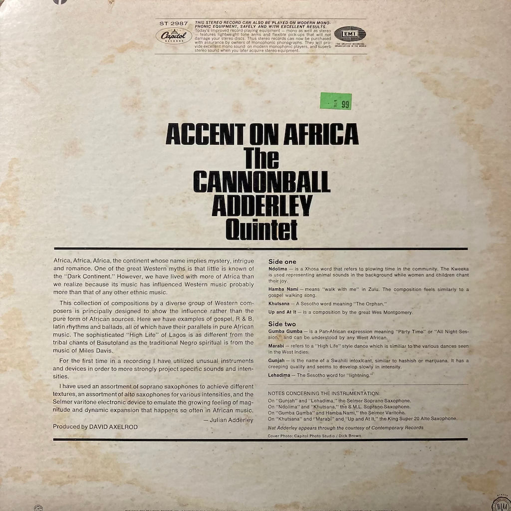 The Cannonball Adderley Quintet - Accent On Africa