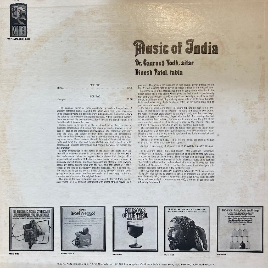 Dr. Gaurang Yodh, Sitar/Dinesh Patel, Tabla - Music Of India