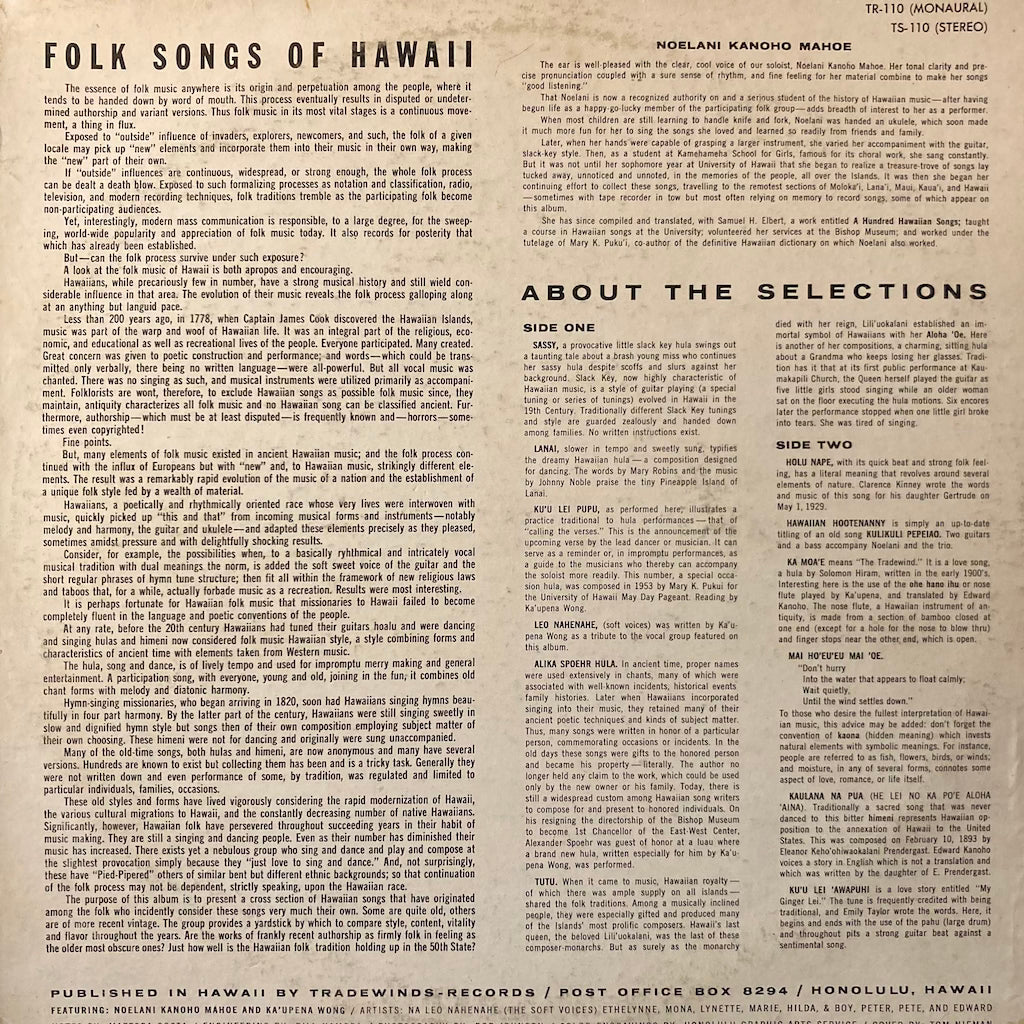 Noelani - Folk Songs Of Hawaii
