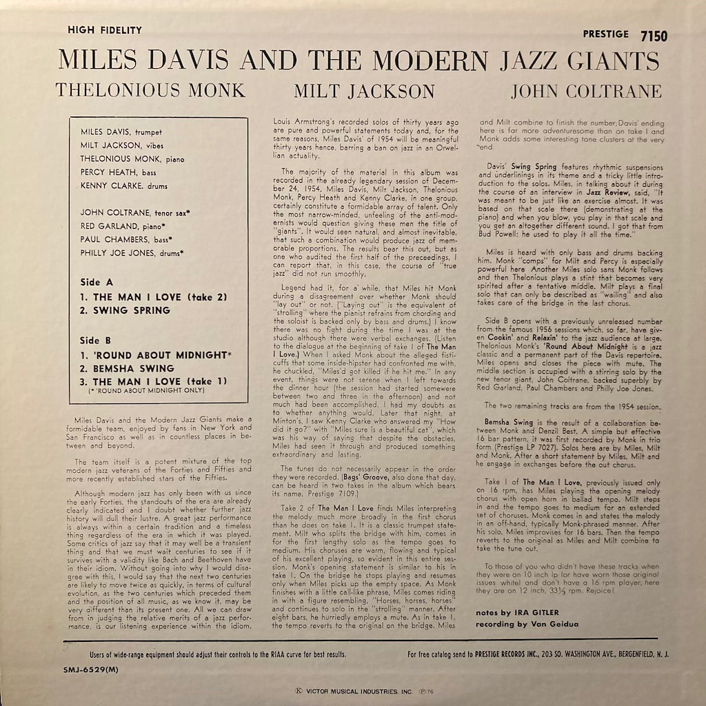 Miles Davis - Miles Davis and The Modern Jazz Giants