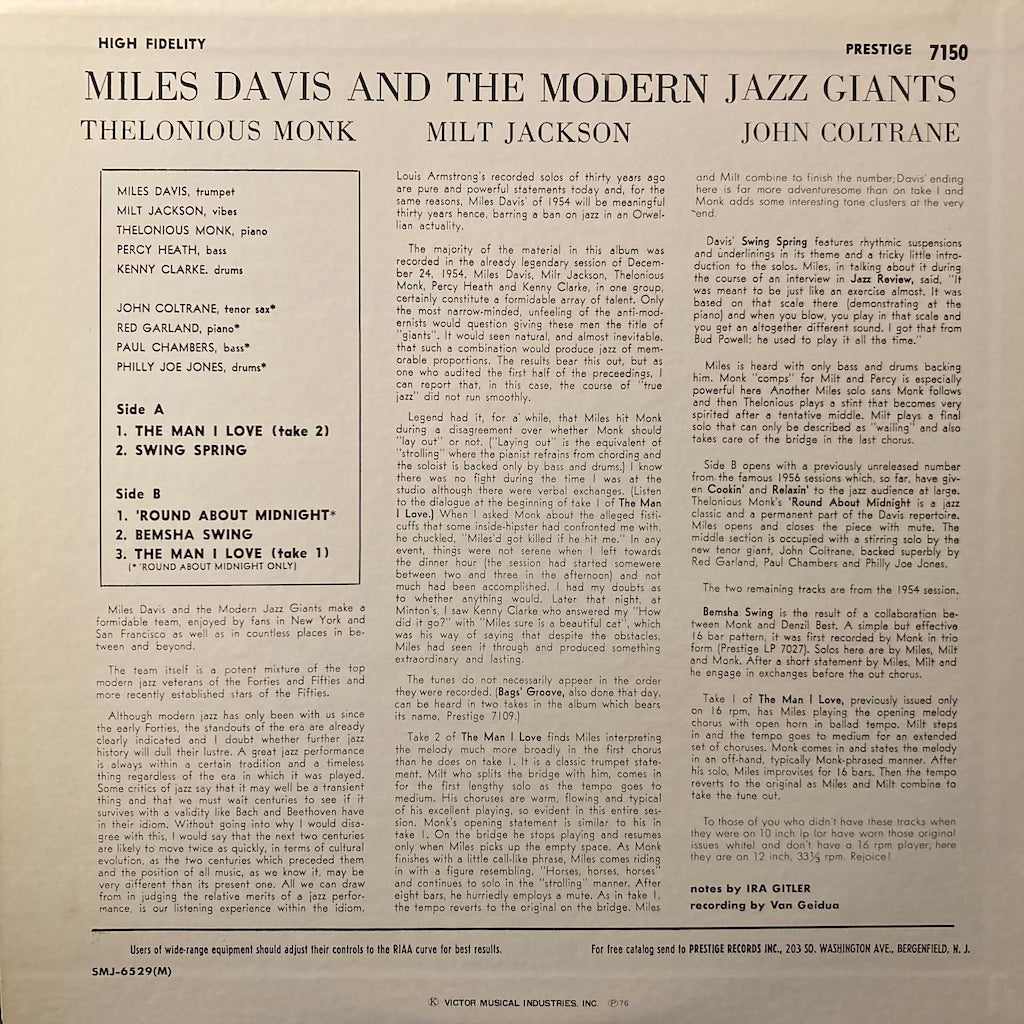 Miles Davis - Miles Davis and The Modern Jazz Giants