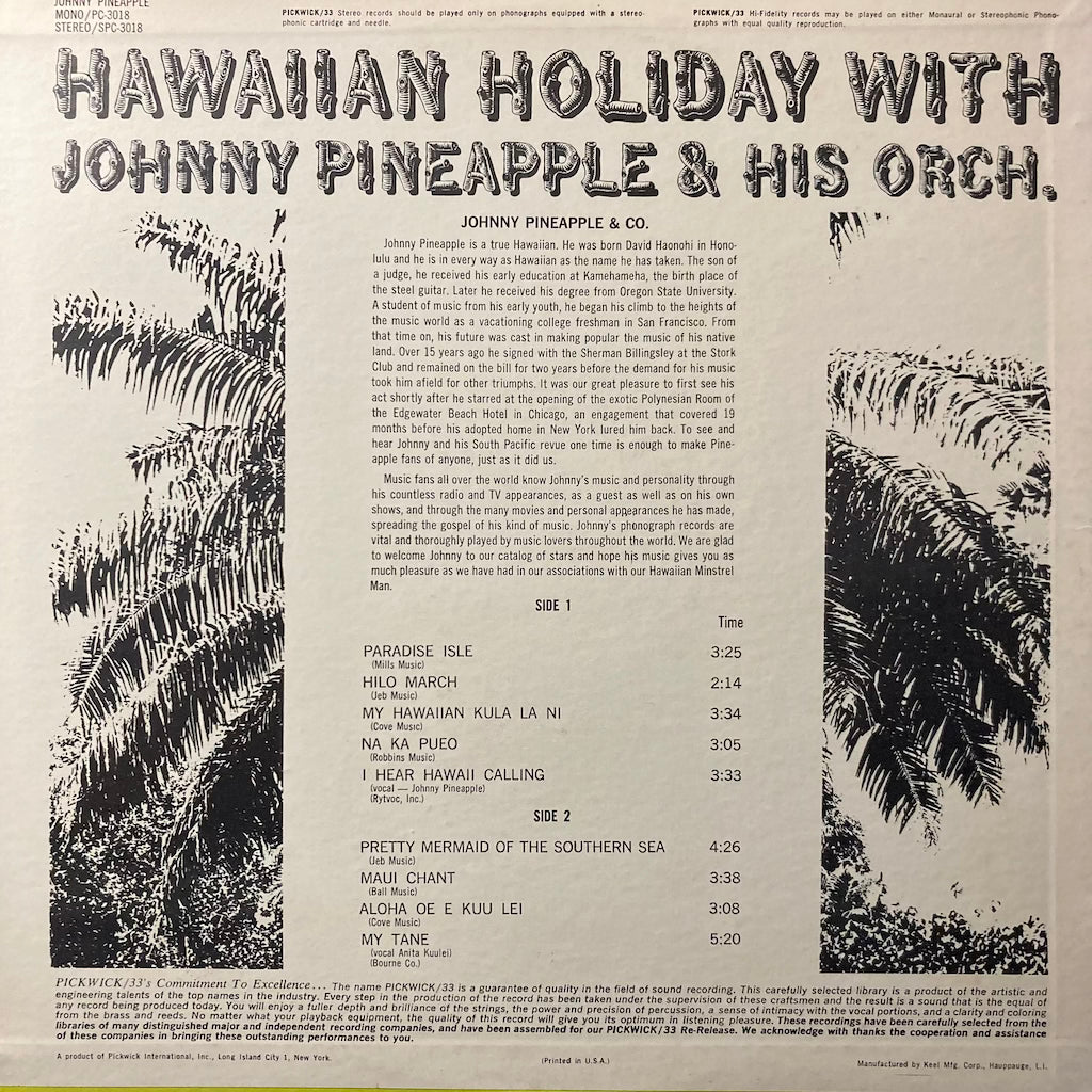 Johnny Pineapple and Orchestra - Hawaiian Holiday with Johnny Pinaple & His Orch.