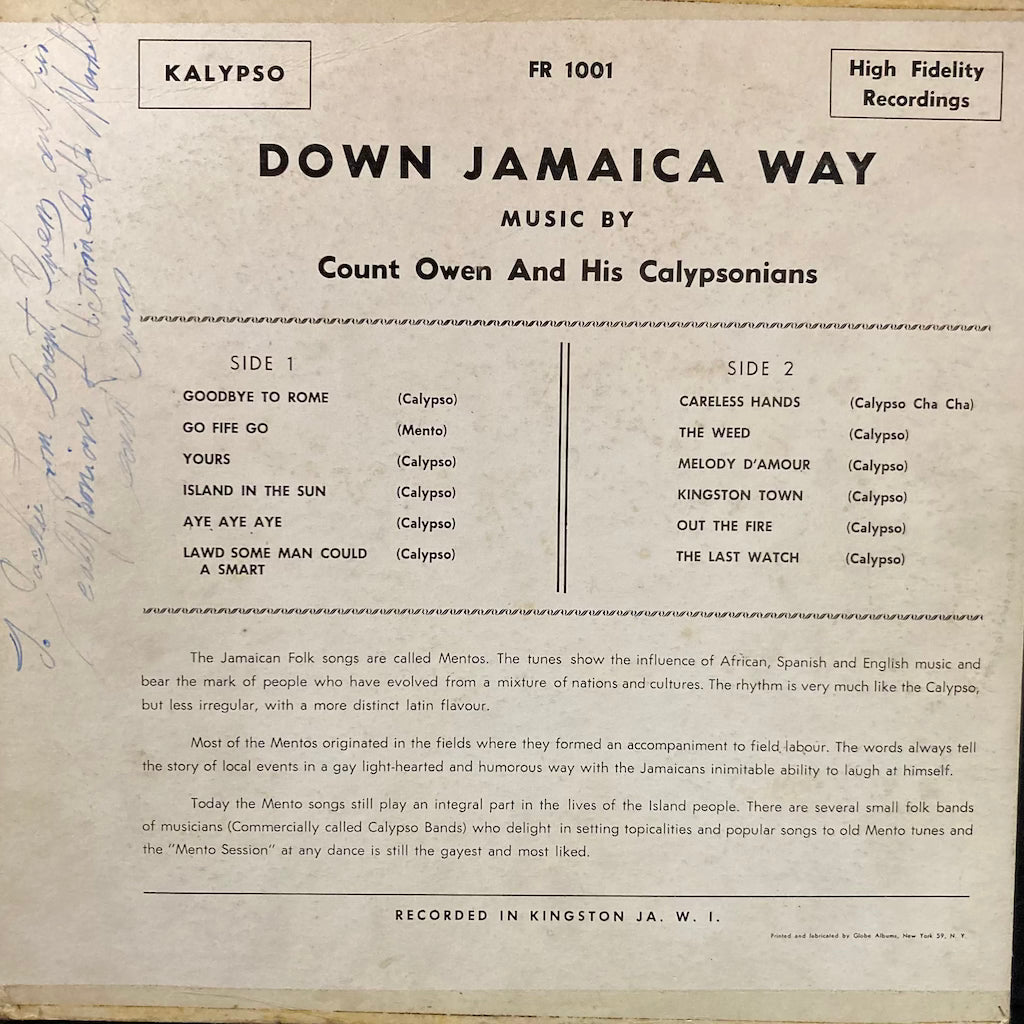Count Owen and His Calypsonians - Down Jamaica Way