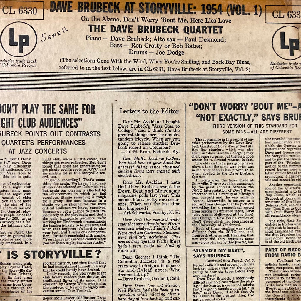The Dave Brubeck Quartet – Dave Brubeck At Storyville: 1954 Vol. 1
