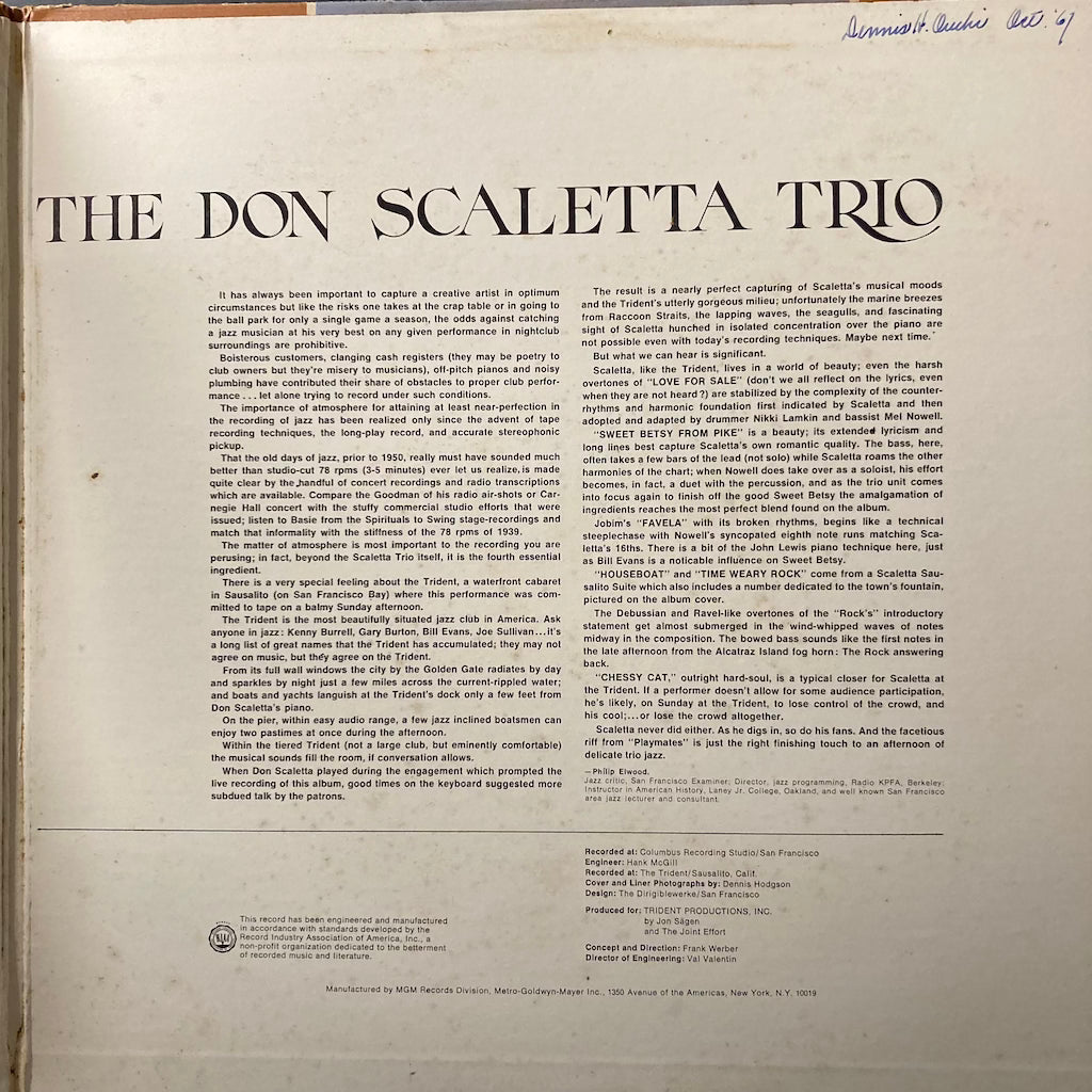 The Don Scaletta Trio - Sunday Afternoon at The Trident