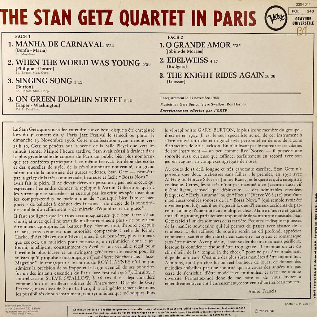 The Stan Getz Quartet - In Paris