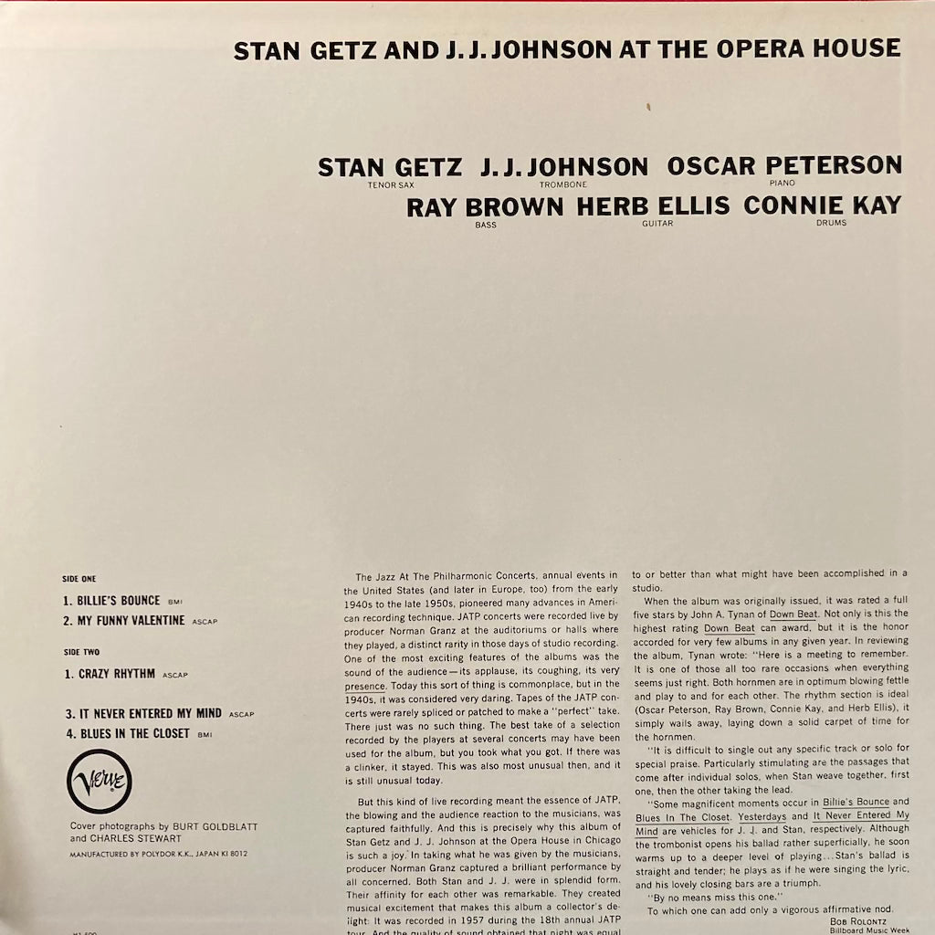 Stan Getz and JJ Johnson - At The Opera House