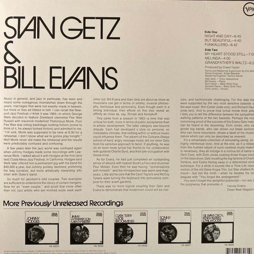 Stan Getz & Bill Evans - Previously Unreleased Recordings