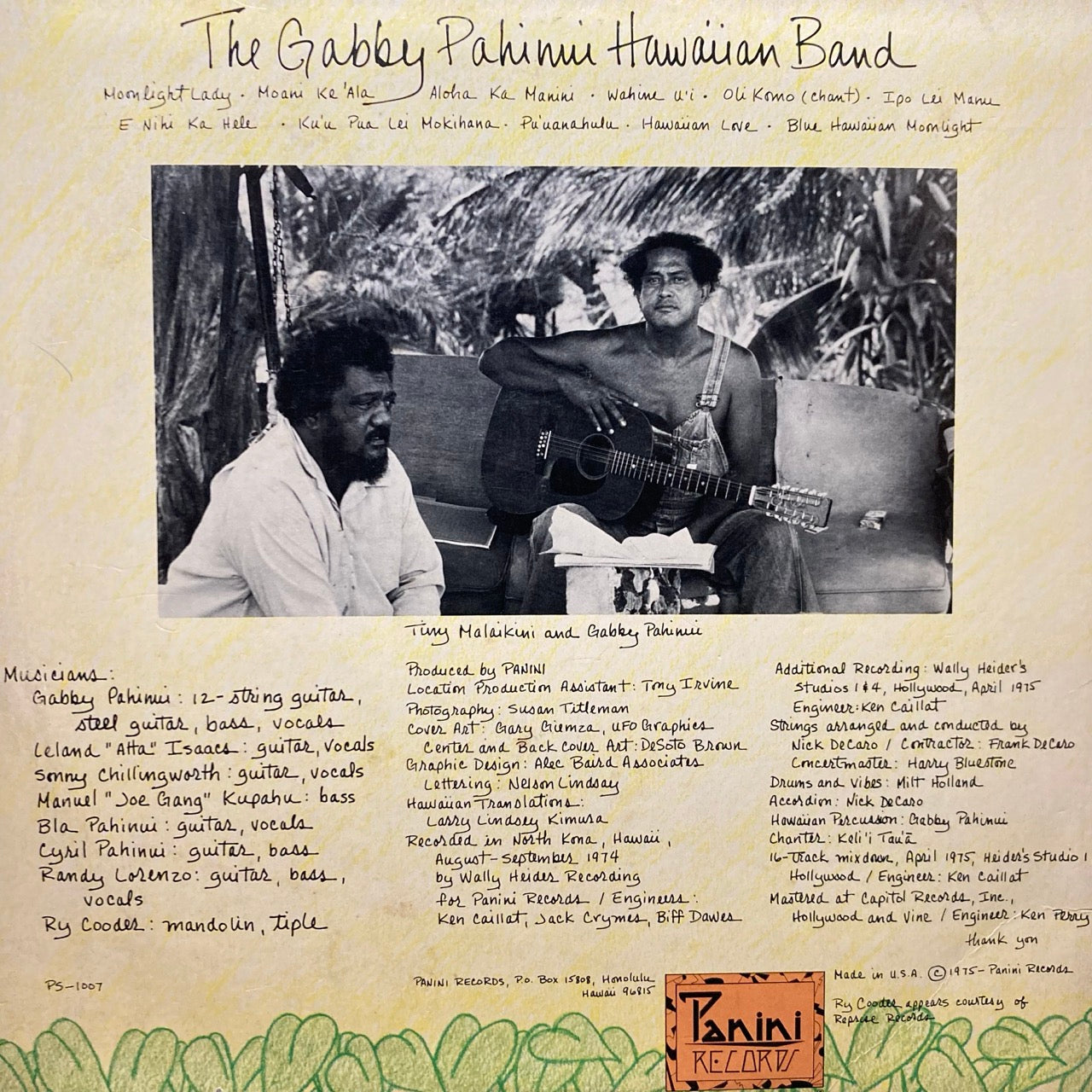 The Gabby Pahinui Hawaiian Band - The Gabby Pahinui Hawaiian Band [Signed copy by all members]