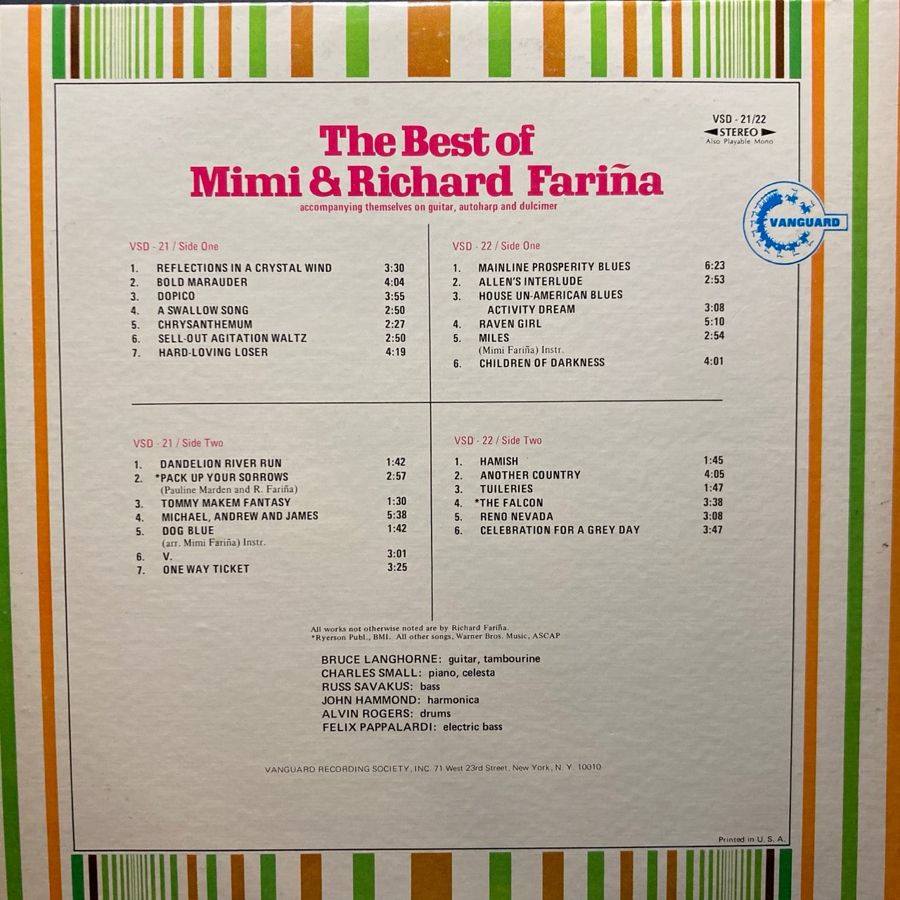 Mimi and Richard Farina - The Best of Mimi and Richard Farina [2LP]