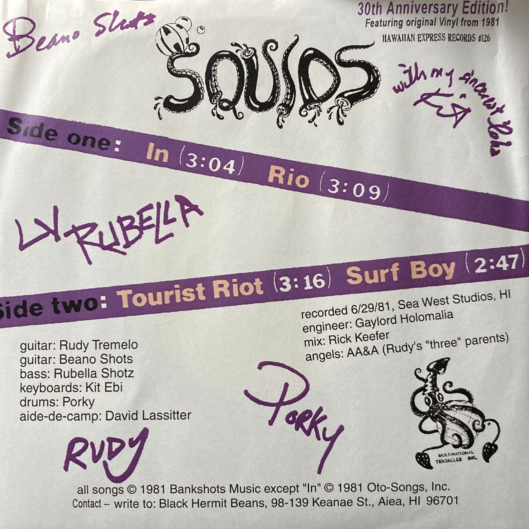 The Squids - In/Rio/Tourist Riot/Surf Boy [ ORIGINAL PRESS - 7"]