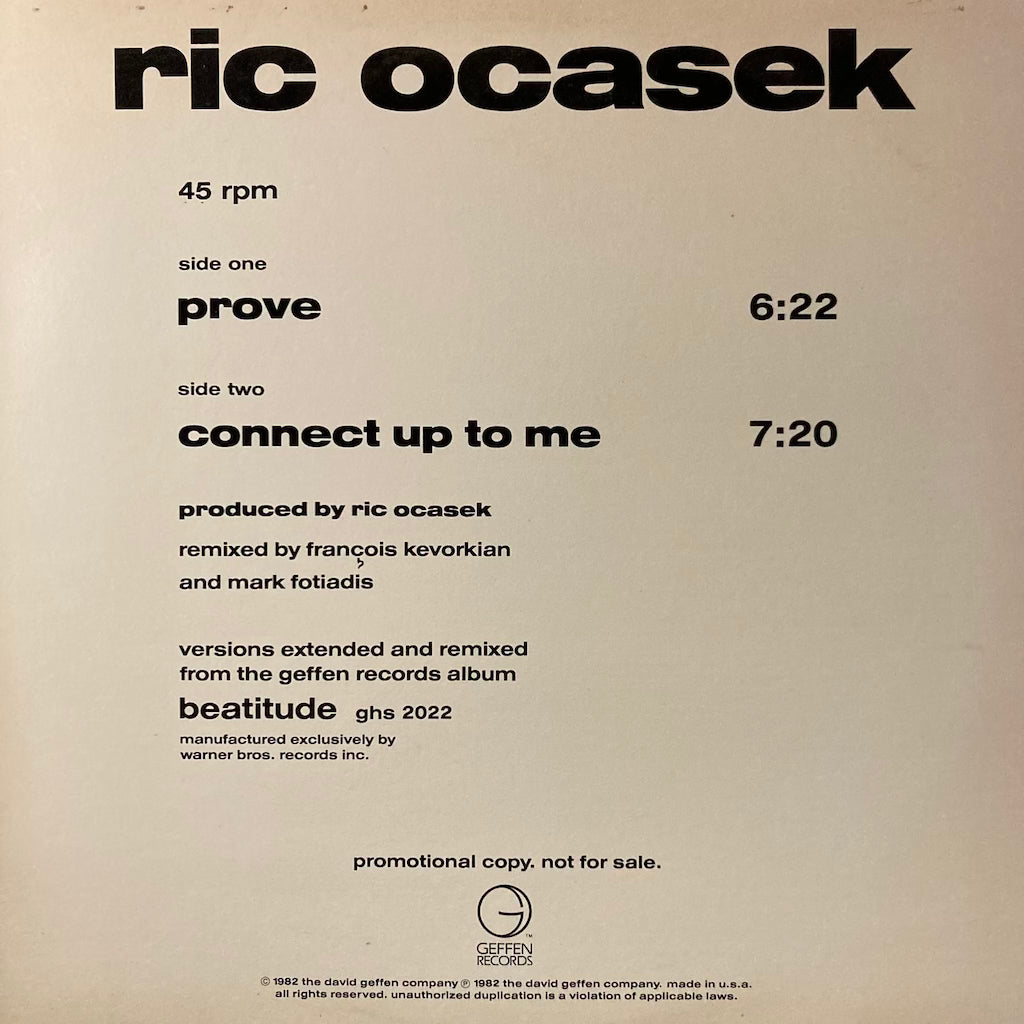 Ric Ocasek - Prove/Connect Up To Me 12"