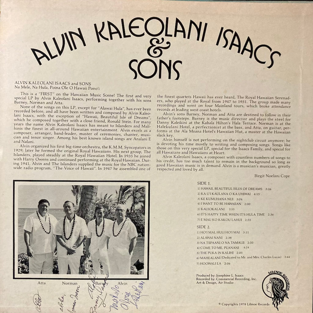 Alvin Kaleolani Issacs & Sons - Na Mele, Na Hula, Poina Ole O Pono'i
