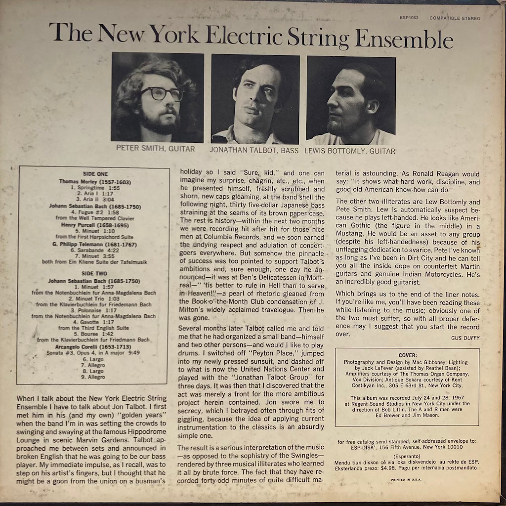 The New York Electric String Ensemble - Bach, Purcell, Corelli, Morley, Teleman