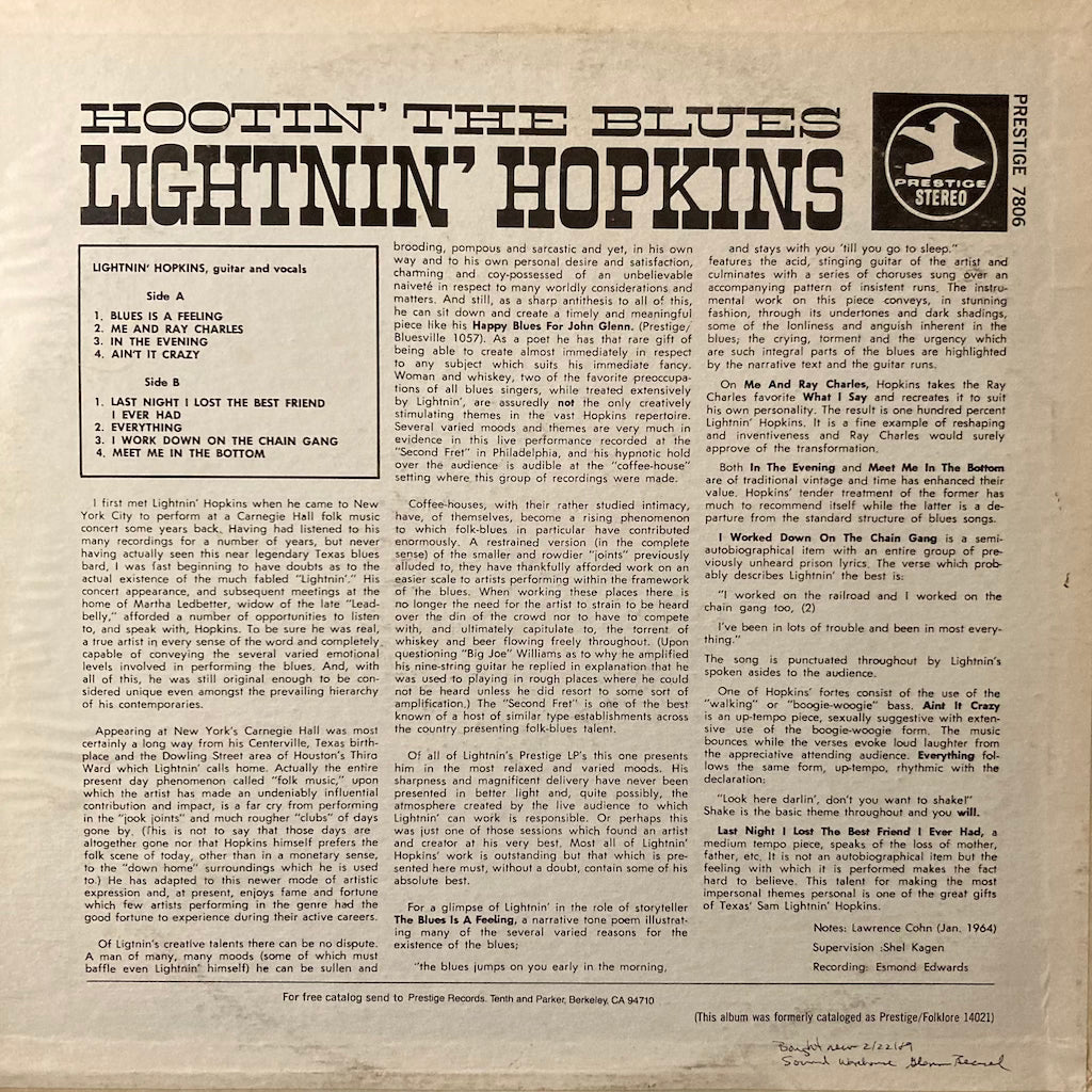 Lightnin' Hopkins - Hootin' The Blues