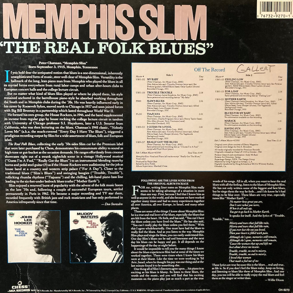 Memphis Slim - The Real Folk Blues