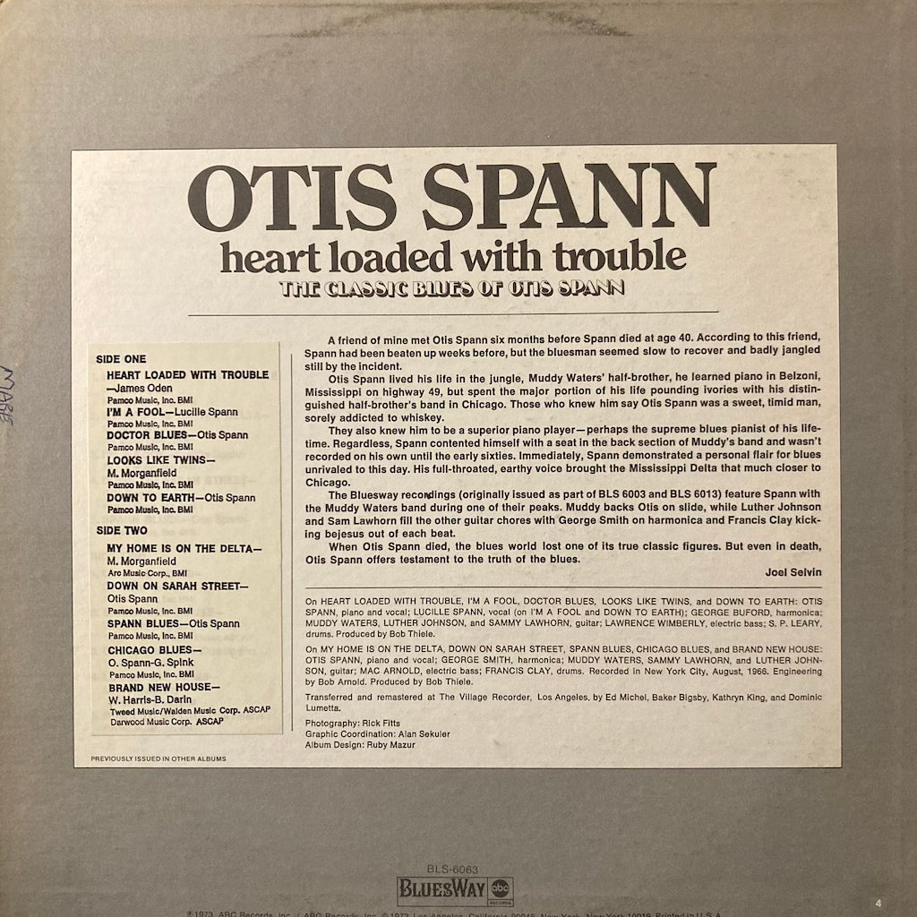 Otis Spann - Heart Loaded With Trouble  [COLORED VINYL]