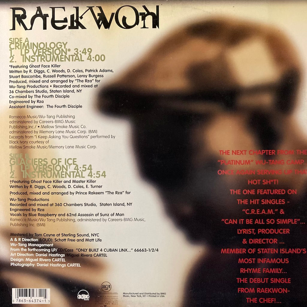 Raekwon Featuring Tony Starks - Criminology/Glaciers Of Ice 12"