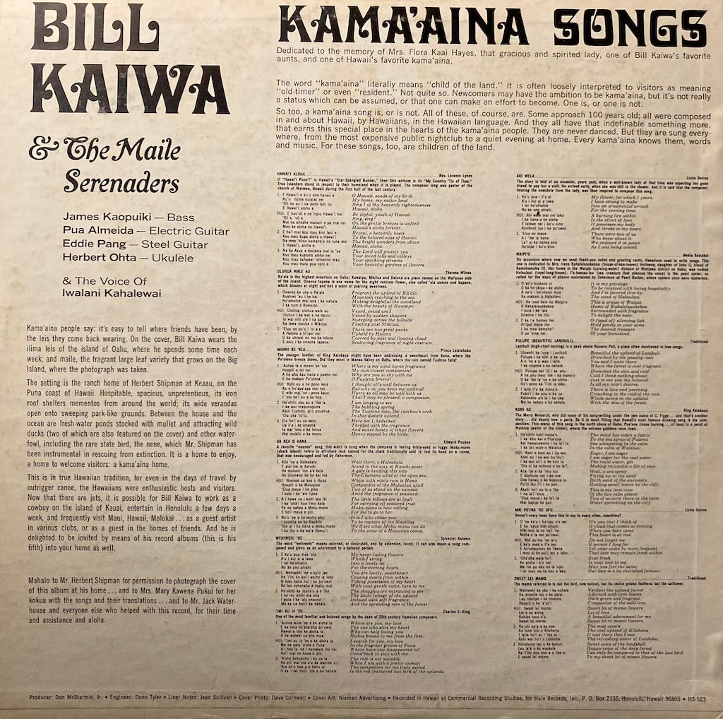 Bill Kaiwa & The Maile Serenaders - Kama'Aina Songs