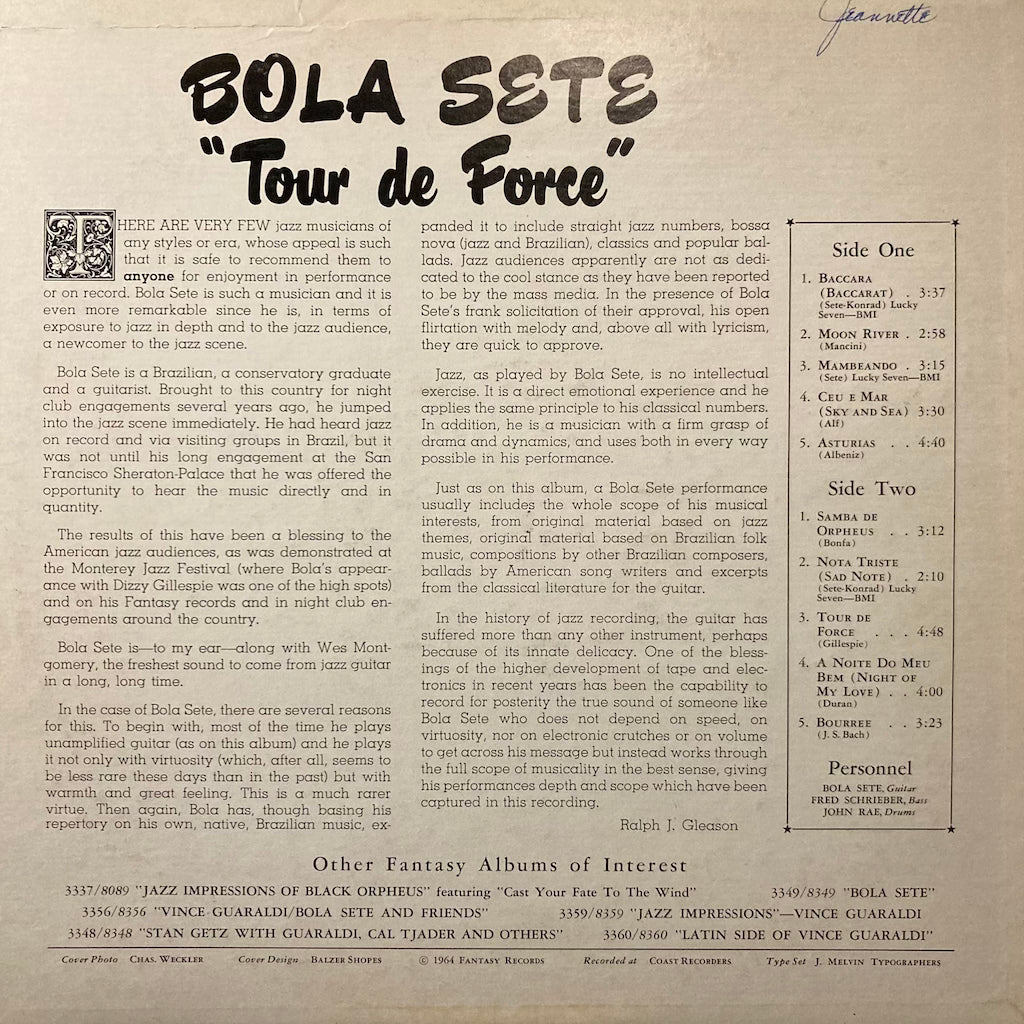 Bola Sete - Tour De Force