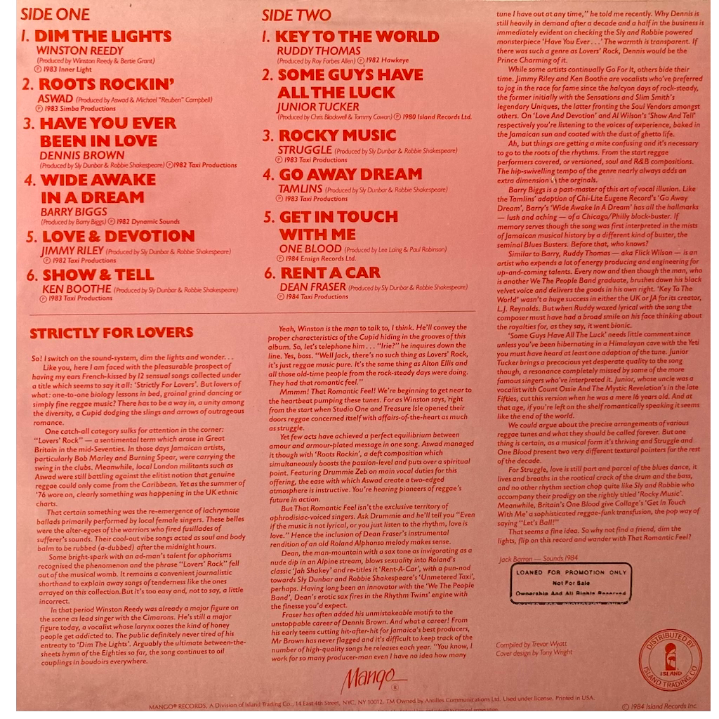 V/A - Reggae Greats, Strictly Lovers