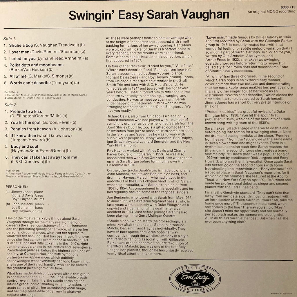 Sara Vaughan - Swingin' Easy