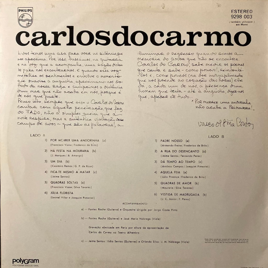 Carlos Carmo - Pormorreruma Andorinha