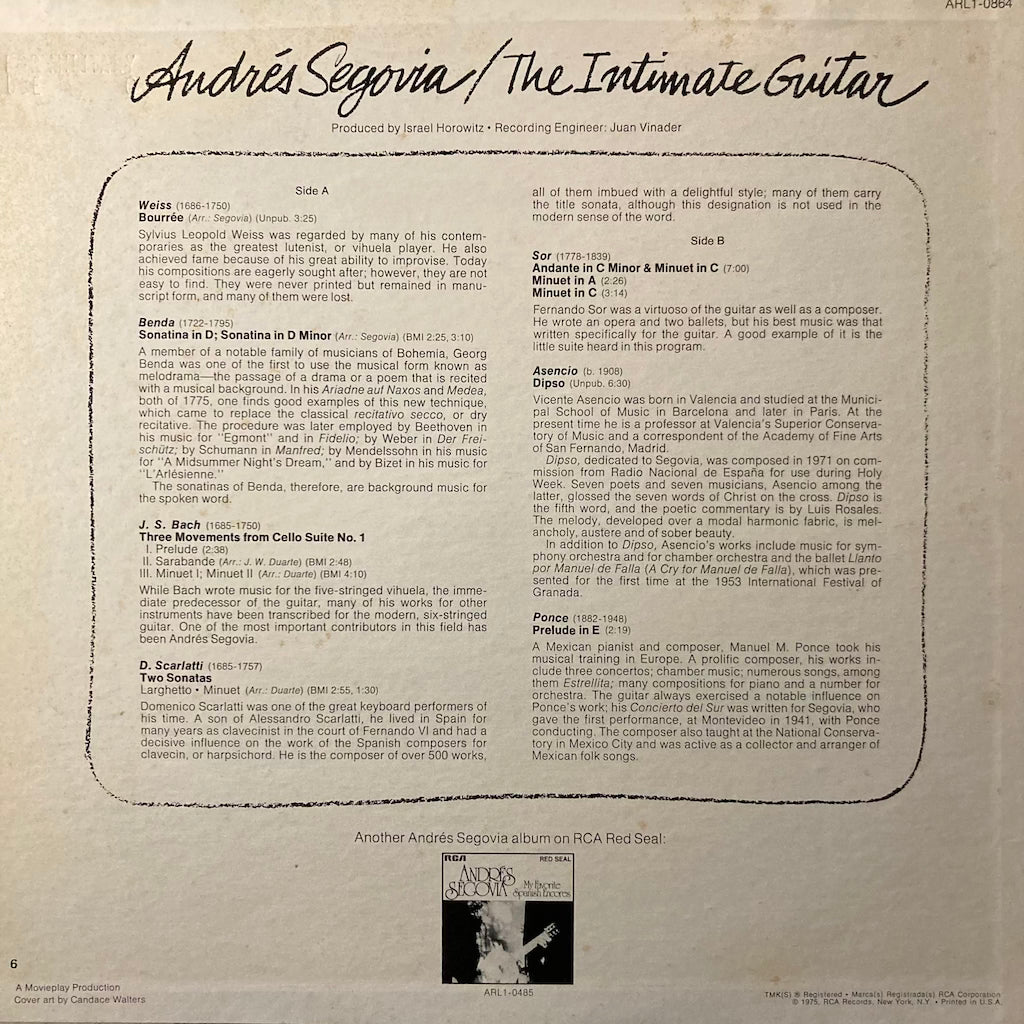 Andres Segovia - The Intimate Guitar