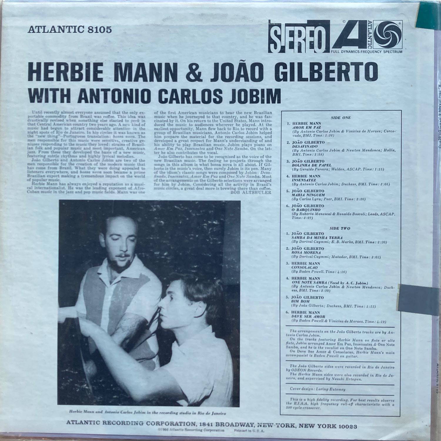 Herbie Mann & Joao Gilberto with Antonio Carlos Jobim - Recorded in Rio de Janeiro